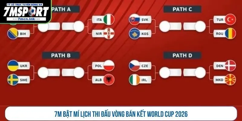 7M bật mí lịch thi đấu vòng bán kết World Cup 2026